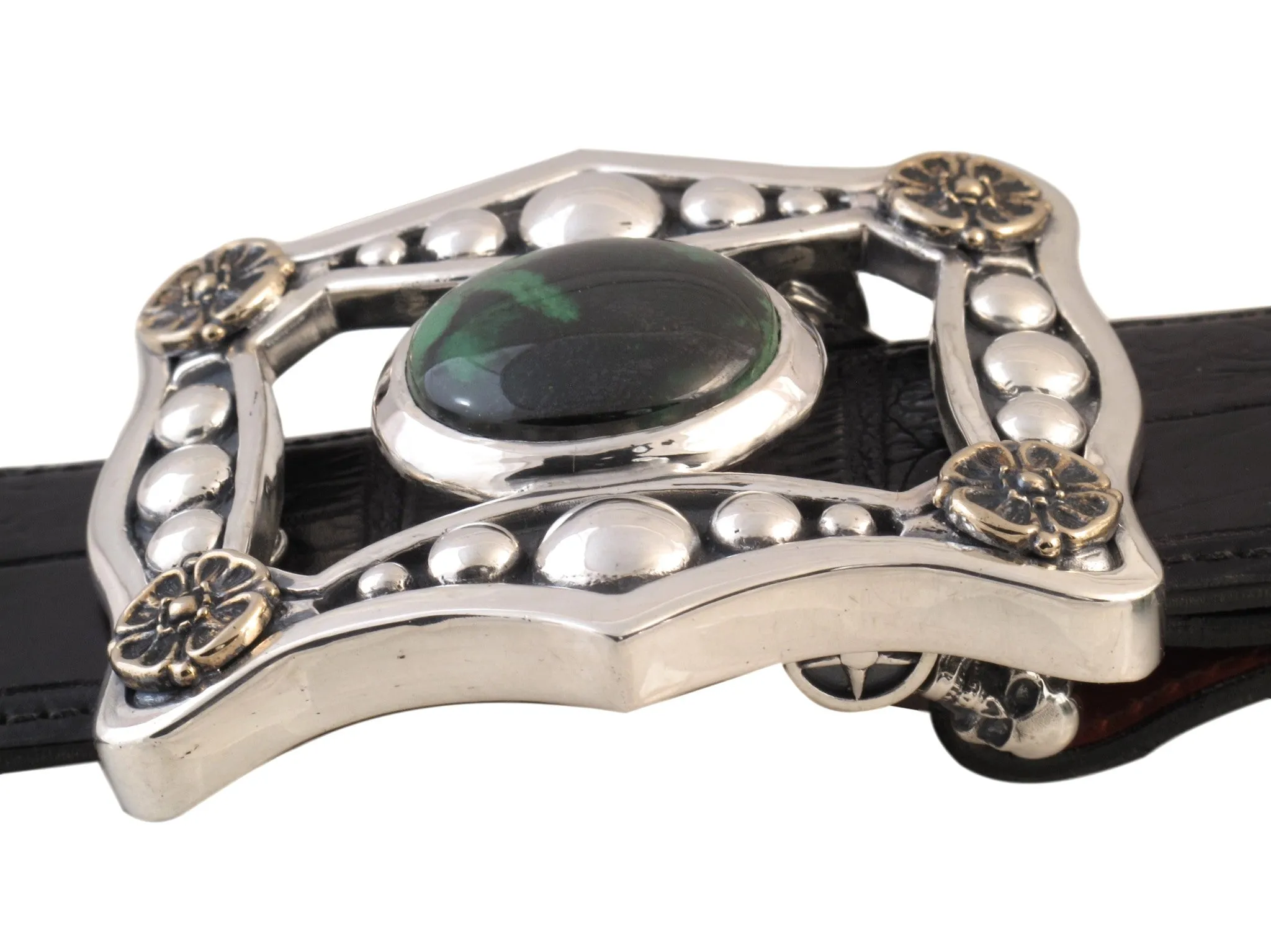 #1360 Sterling Trophy Buckle with African Garnet