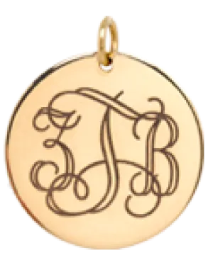 14k Monogram Medium Disc Charm