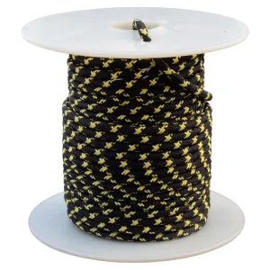 16 AWG Vintage Cloth Covered Automotive Electrical Wire - Black with 2 Crossing Yellow Tracers - 10 FT
