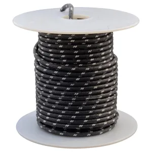 16 AWG Vintage Cloth Covered Automotive Electrical Wire - Black with 2 White Tracers - 10 FT