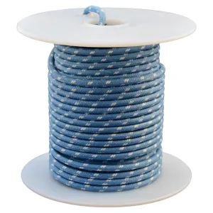 16 AWG Vintage Cloth Covered Automotive Electrical Wire - Blue with 2 White Tracers - 10 FT