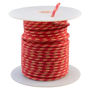 16 AWG Vintage Cloth Covered Automotive Electrical Wire - Red with 4 Yellow Tracers - 10 FT