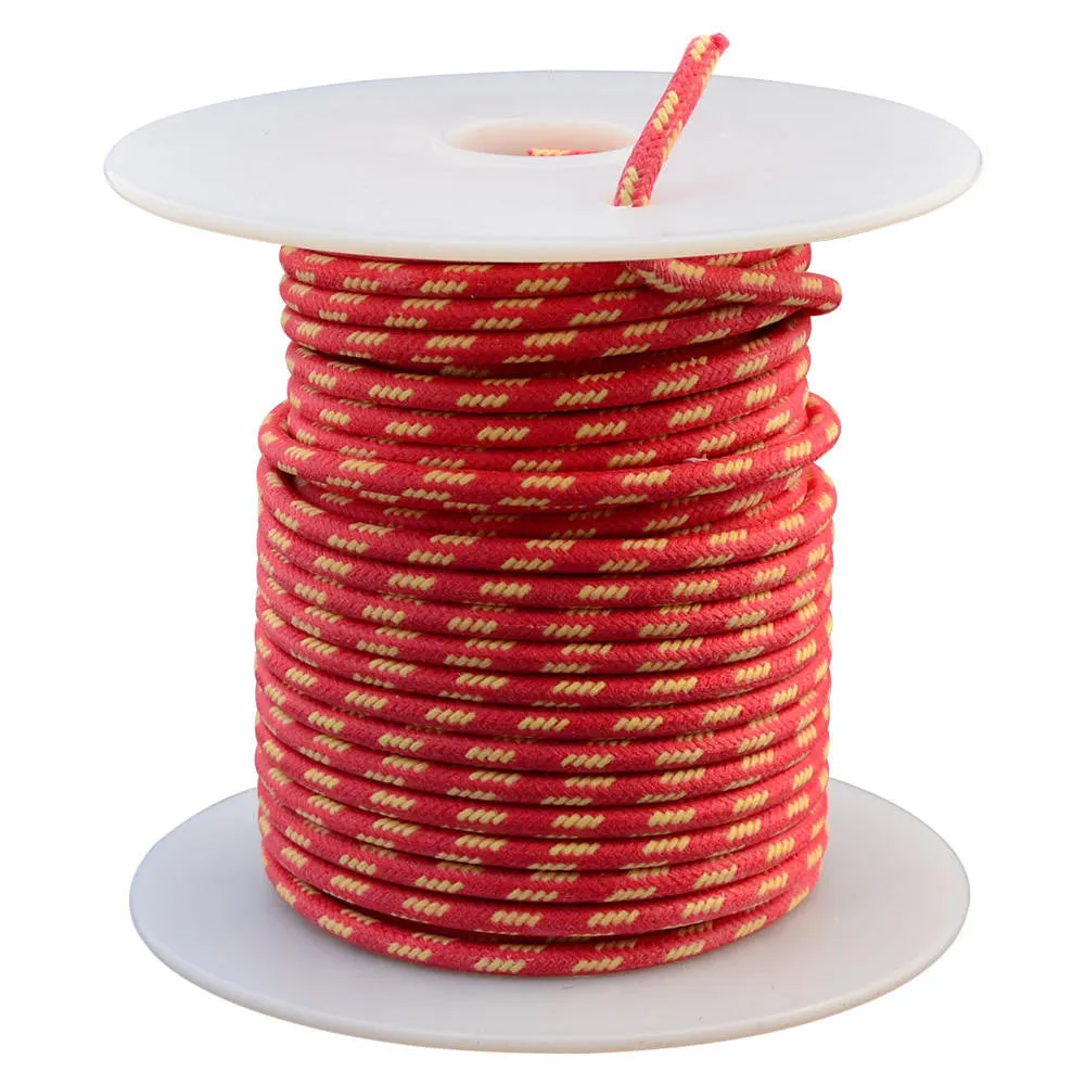 16 AWG Vintage Cloth Covered Automotive Electrical Wire - Red with 4 Yellow Tracers - 10 FT