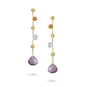 18K Yellow Gold & Mixed Stone 2.25" Drop Earrings