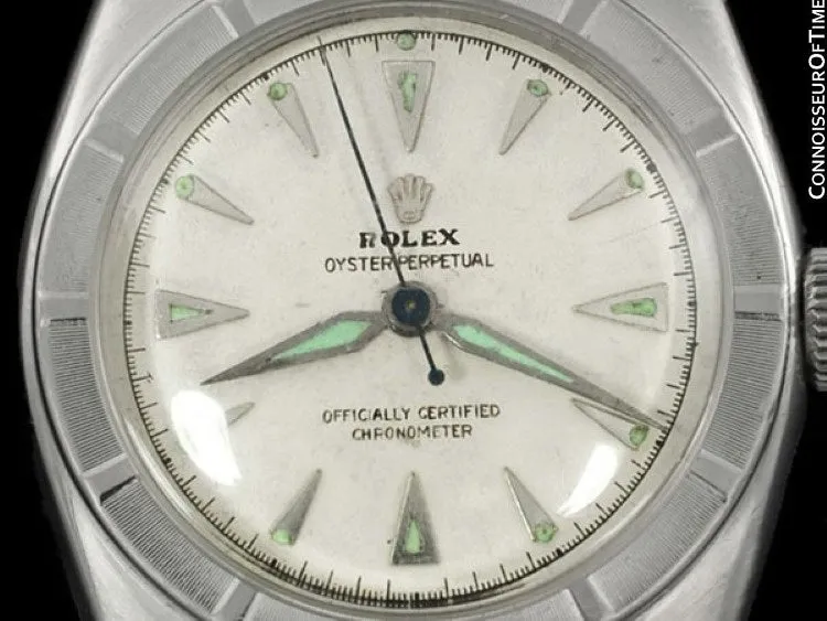 1951 Rolex Vintage Mens Oyster Perpetual Bubbleback Watch, Ref. 6015 - Stainless Steel