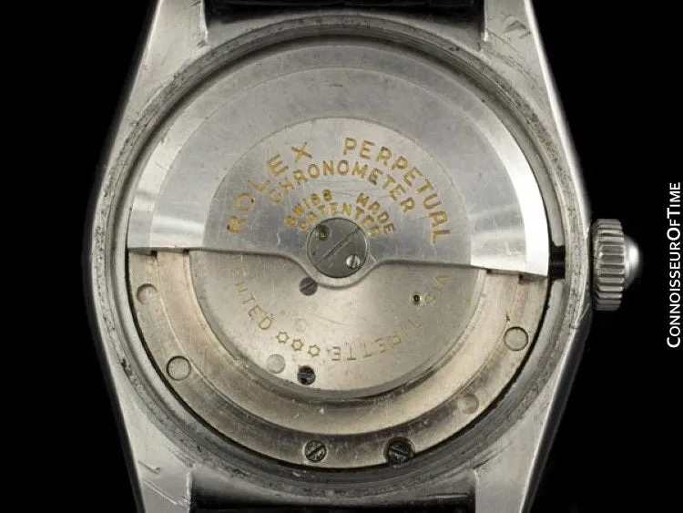1951 Rolex Vintage Mens Oyster Perpetual Bubbleback Watch, Ref. 6015 - Stainless Steel