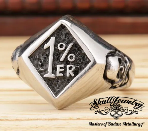 1%ER Biker Skull Ring (#301)