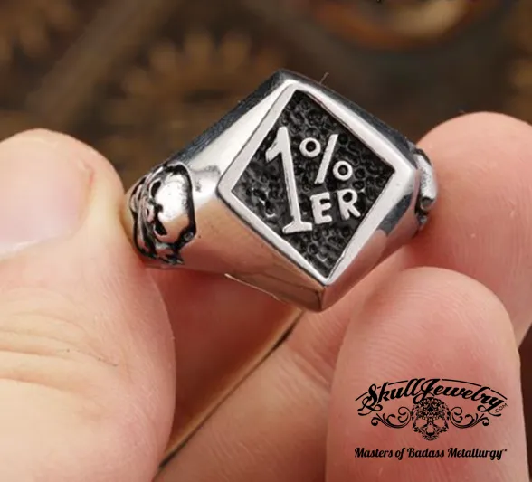 1%ER Biker Skull Ring (#301)