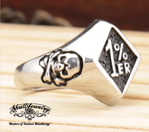 1%ER Biker Skull Ring (#301)