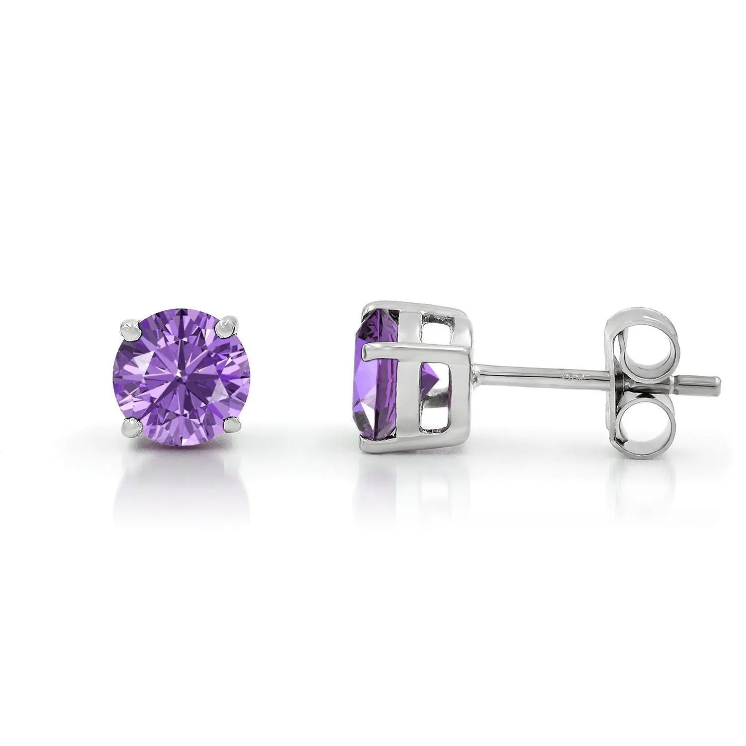 925 Sterling Silver 2.00 ct Genuine Gemstone Birthstone Stud Earrings