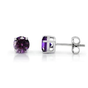 925 Sterling Silver 2.00 ct Genuine Gemstone Birthstone Stud Earrings