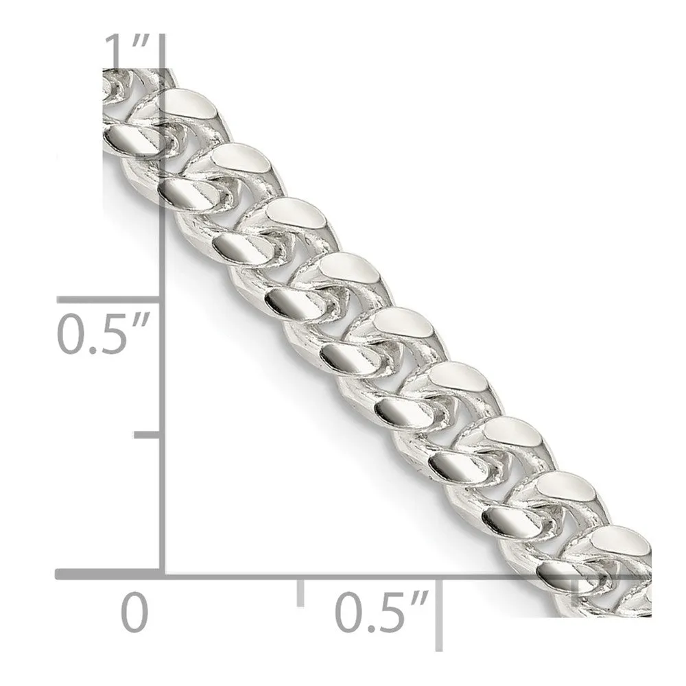 925 Sterling Silver 5mm Domed Diamond-cut Curb Chain-Men Fine Silver Jewelry