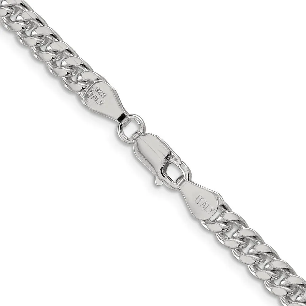 925 Sterling Silver 5mm Domed Diamond-cut Curb Chain-Men Fine Silver Jewelry