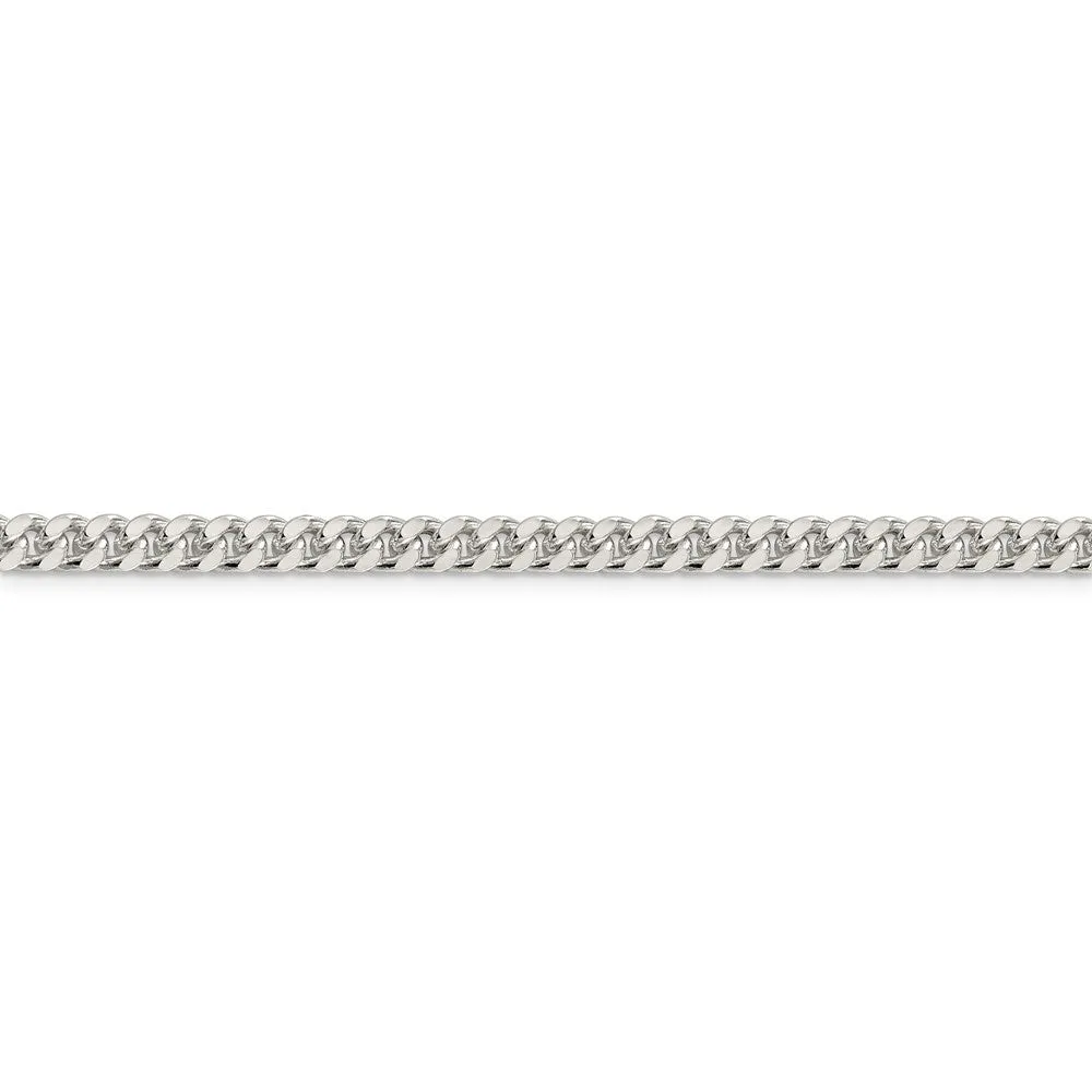 925 Sterling Silver 5mm Domed Diamond-cut Curb Chain-Men Fine Silver Jewelry