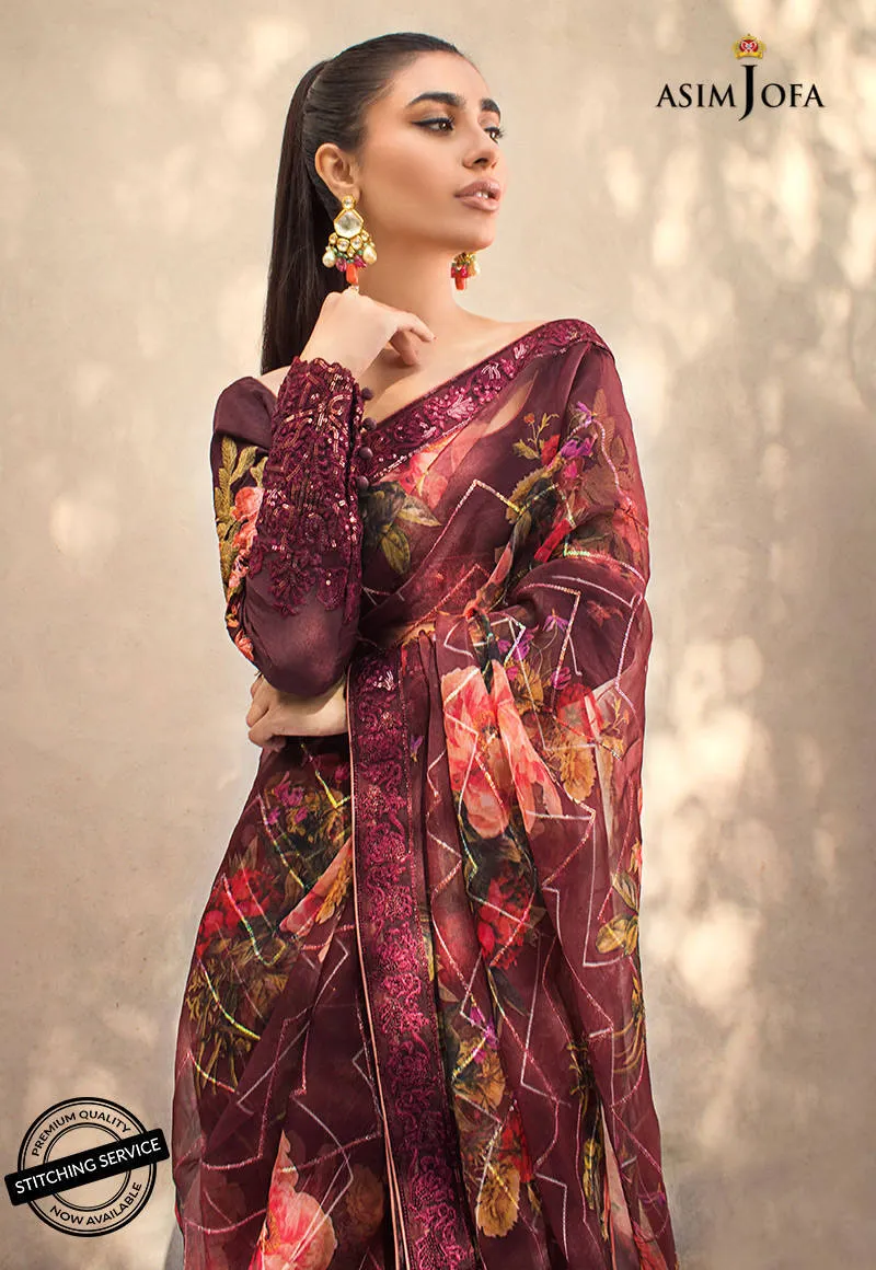 AJLE-07 | Asim Jofa Chiffon Collection 2021 Limited Edition | Unstitched Embroidered Chiffon Suits