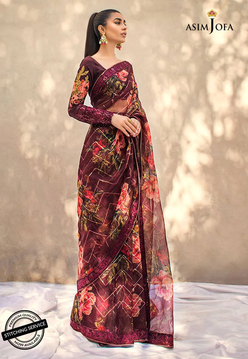 AJLE-07 | Asim Jofa Chiffon Collection 2021 Limited Edition | Unstitched Embroidered Chiffon Suits