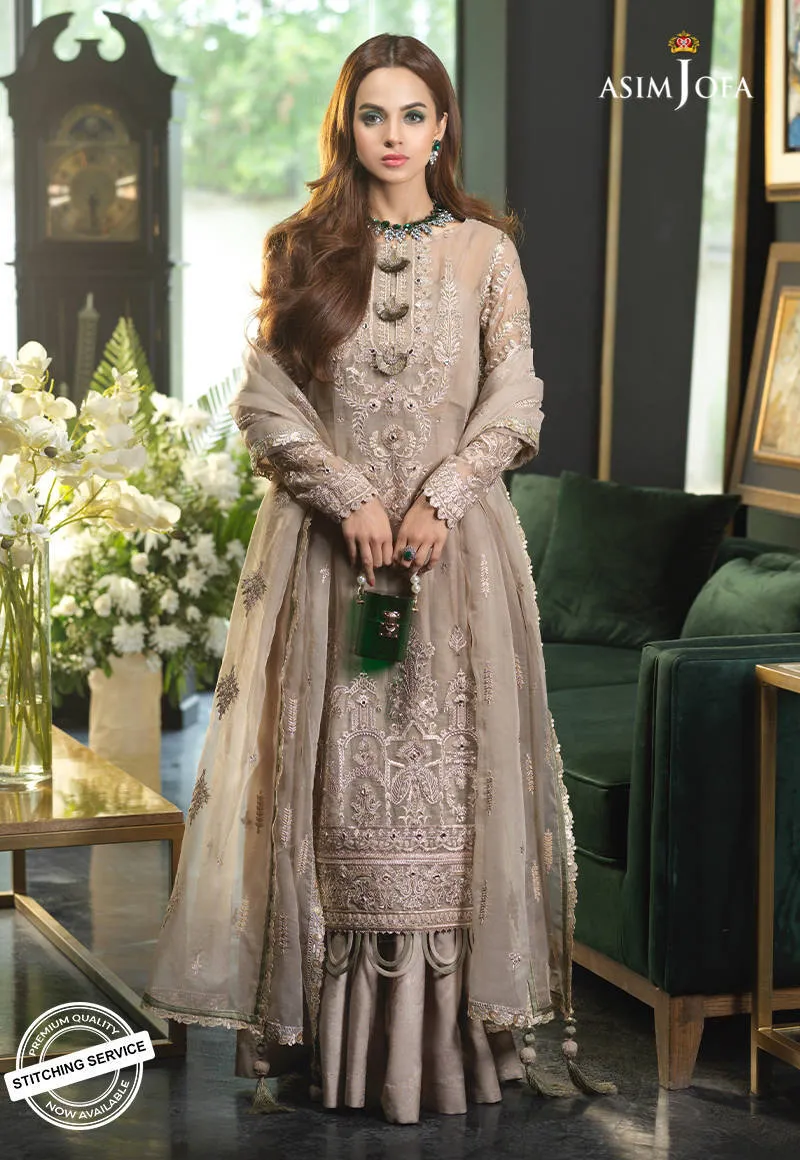 AJN-14 | Asim Jofa Ishq-e-Naubahar Collection 2021 | Unstitched Embroidered Organza Suits