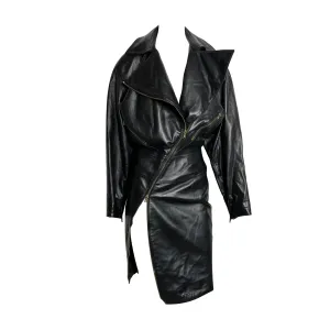 Alaia Black Leather Motorcycle Zipper Dress