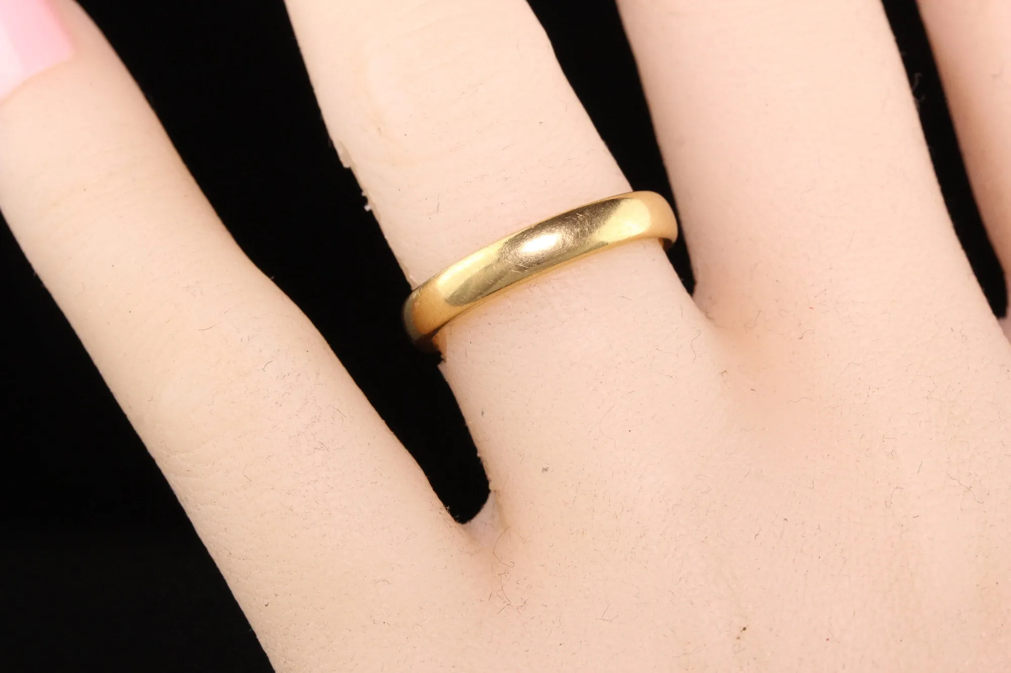 Antique Art Deco 18K Yellow Gold Engraved Wedding Band - Size 6 1/2
