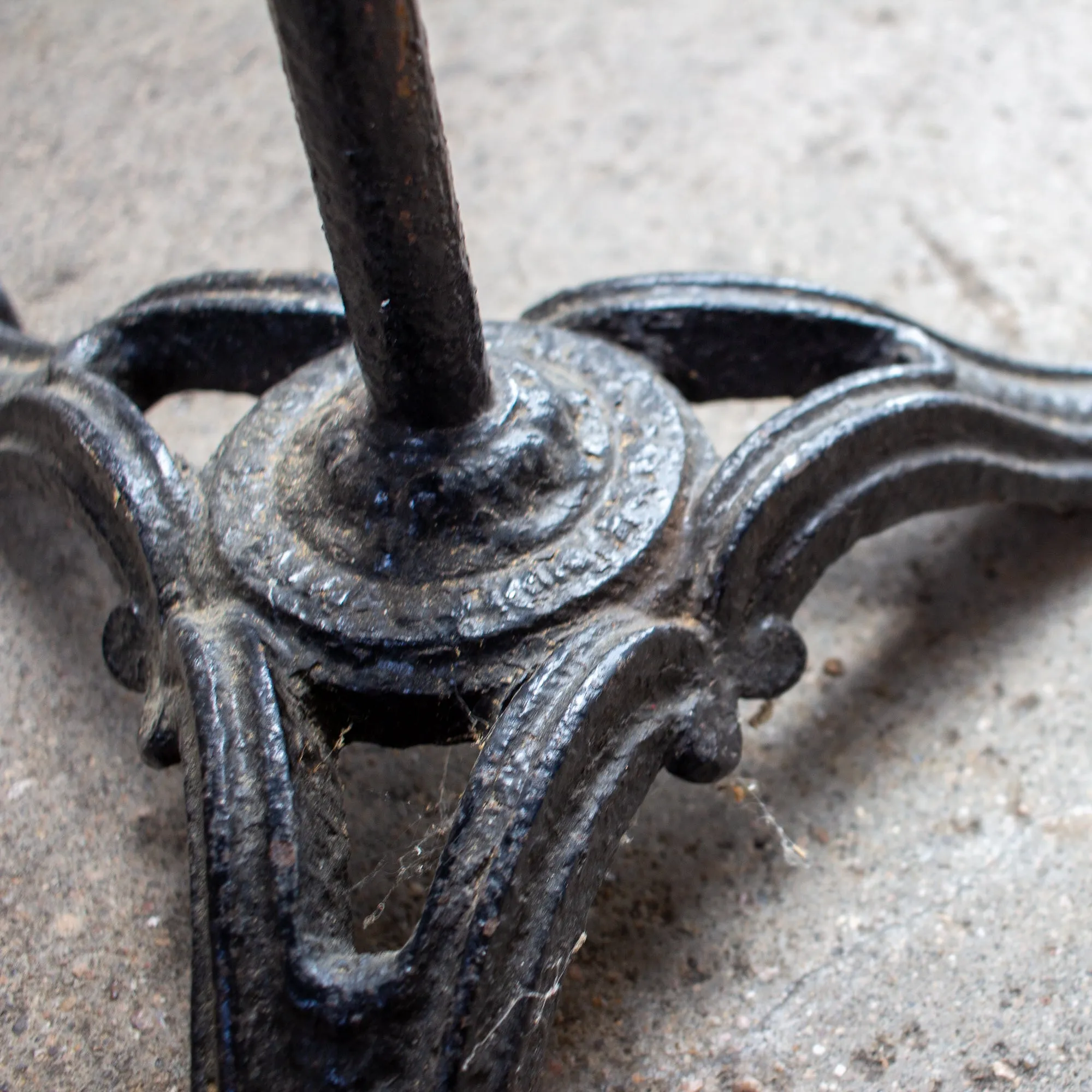 Antique French Iron Bistro Table with Distressed Leather Top