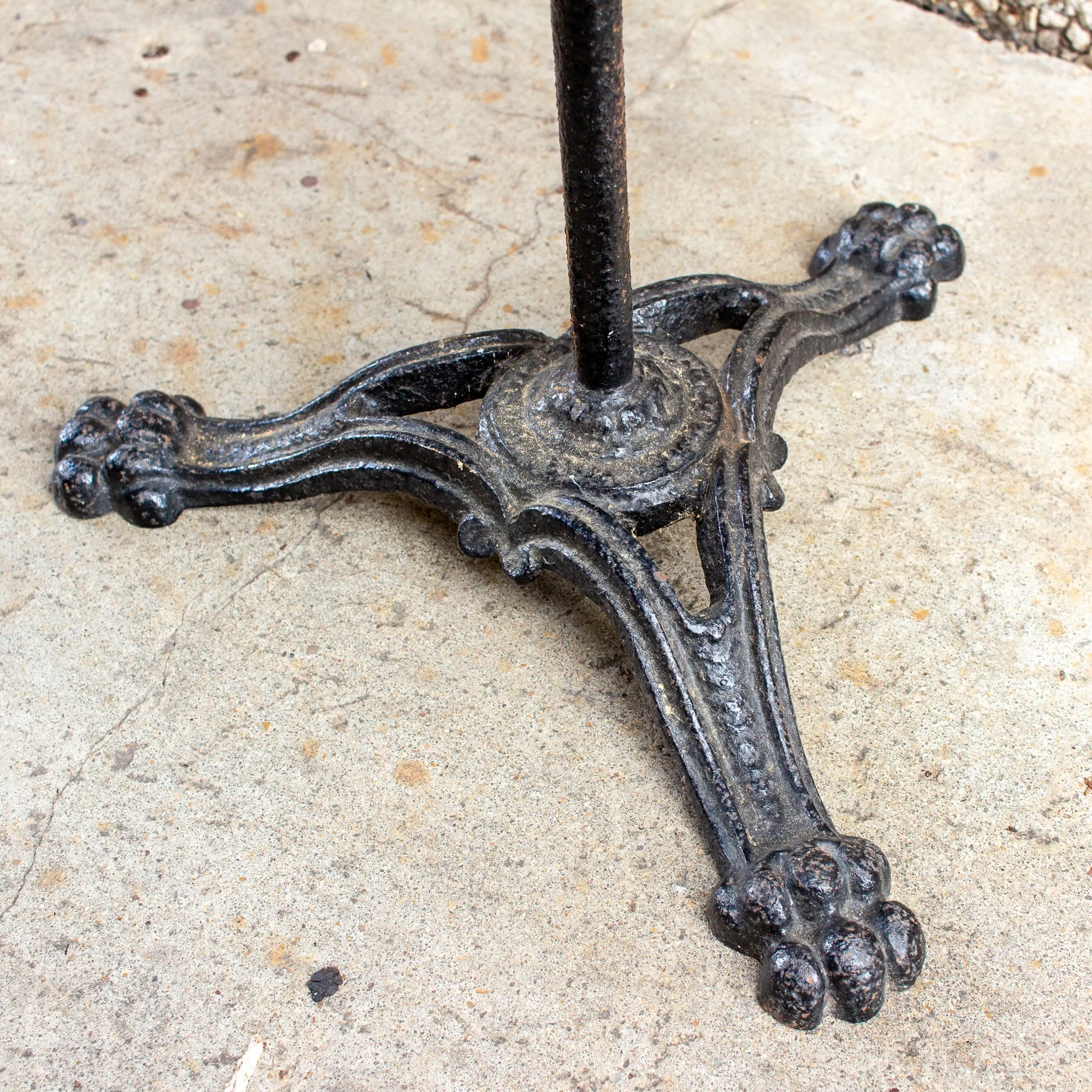 Antique French Iron Bistro Table with Distressed Leather Top