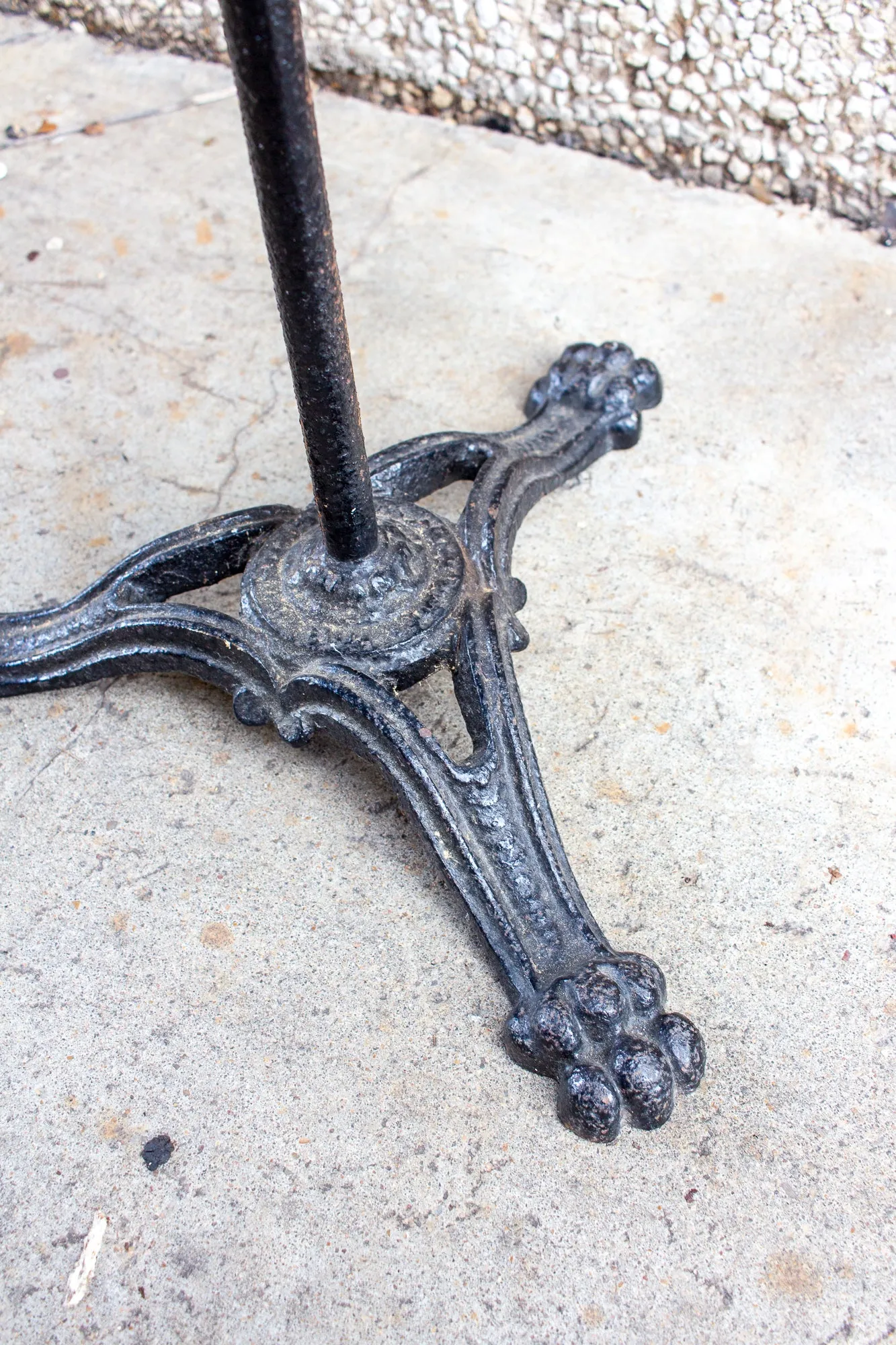 Antique French Iron Bistro Table with Distressed Leather Top