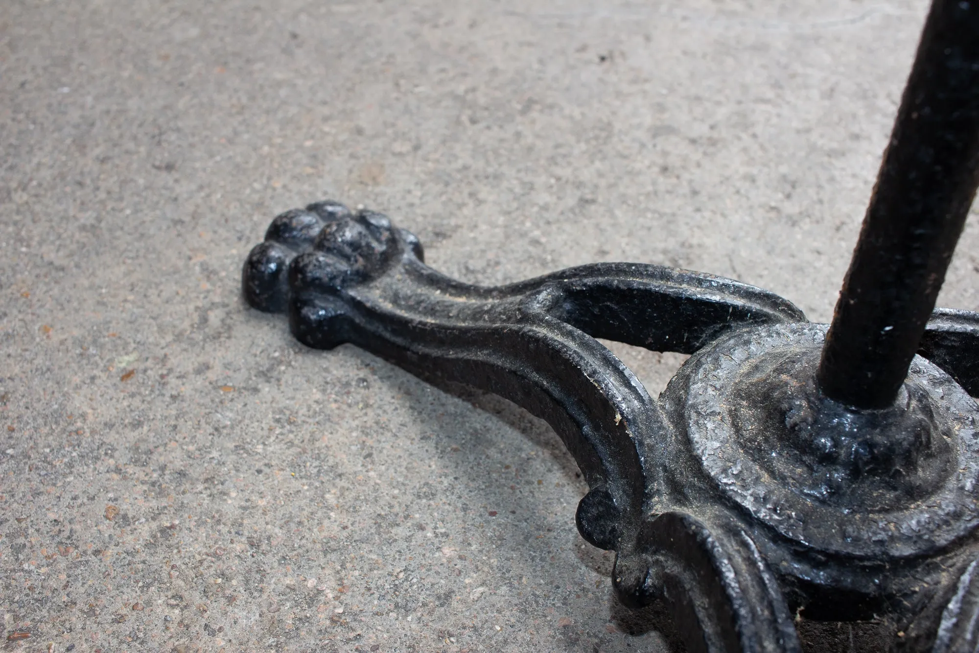Antique French Iron Bistro Table with Distressed Leather Top