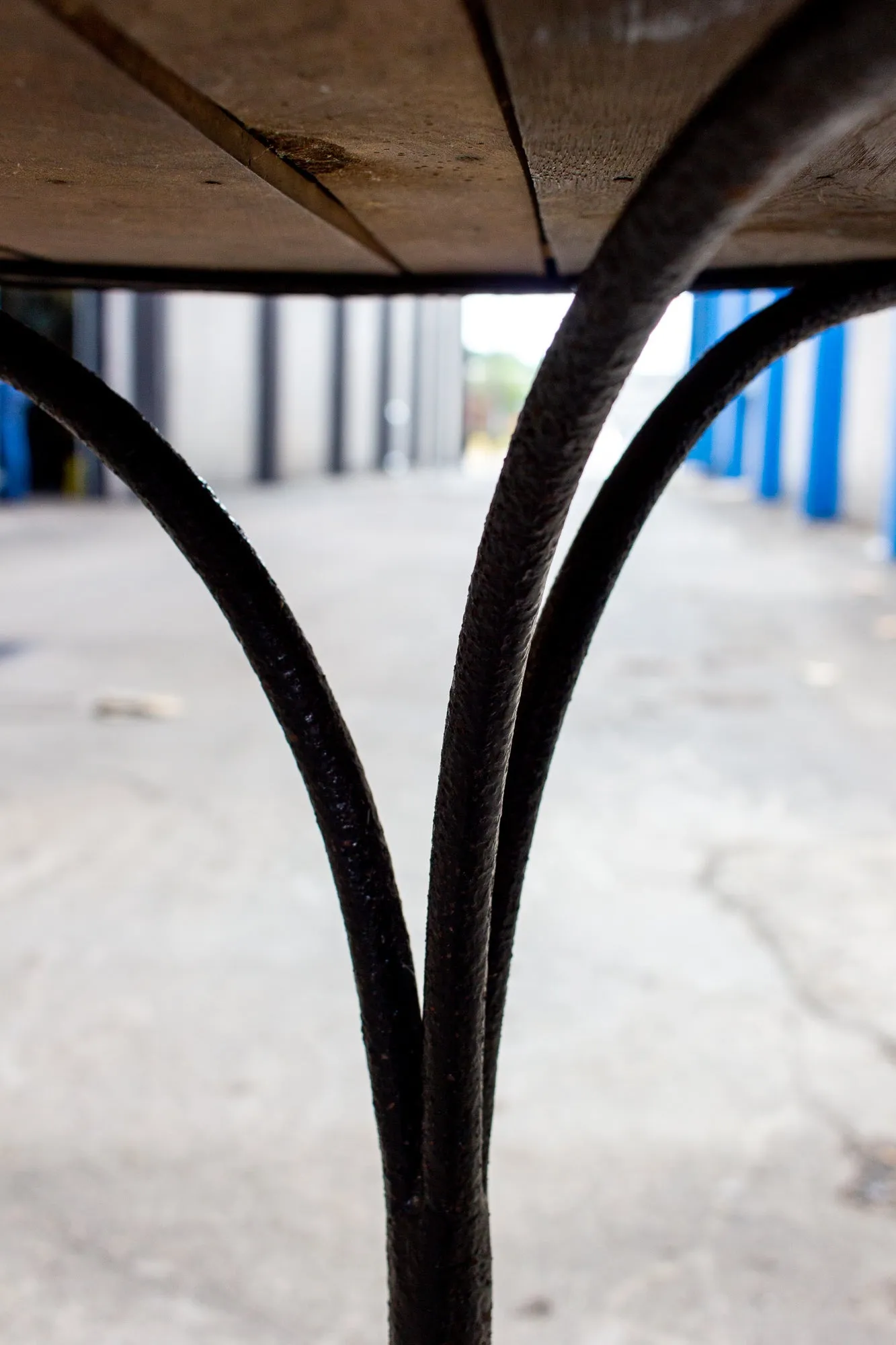 Antique French Iron Bistro Table with Distressed Leather Top