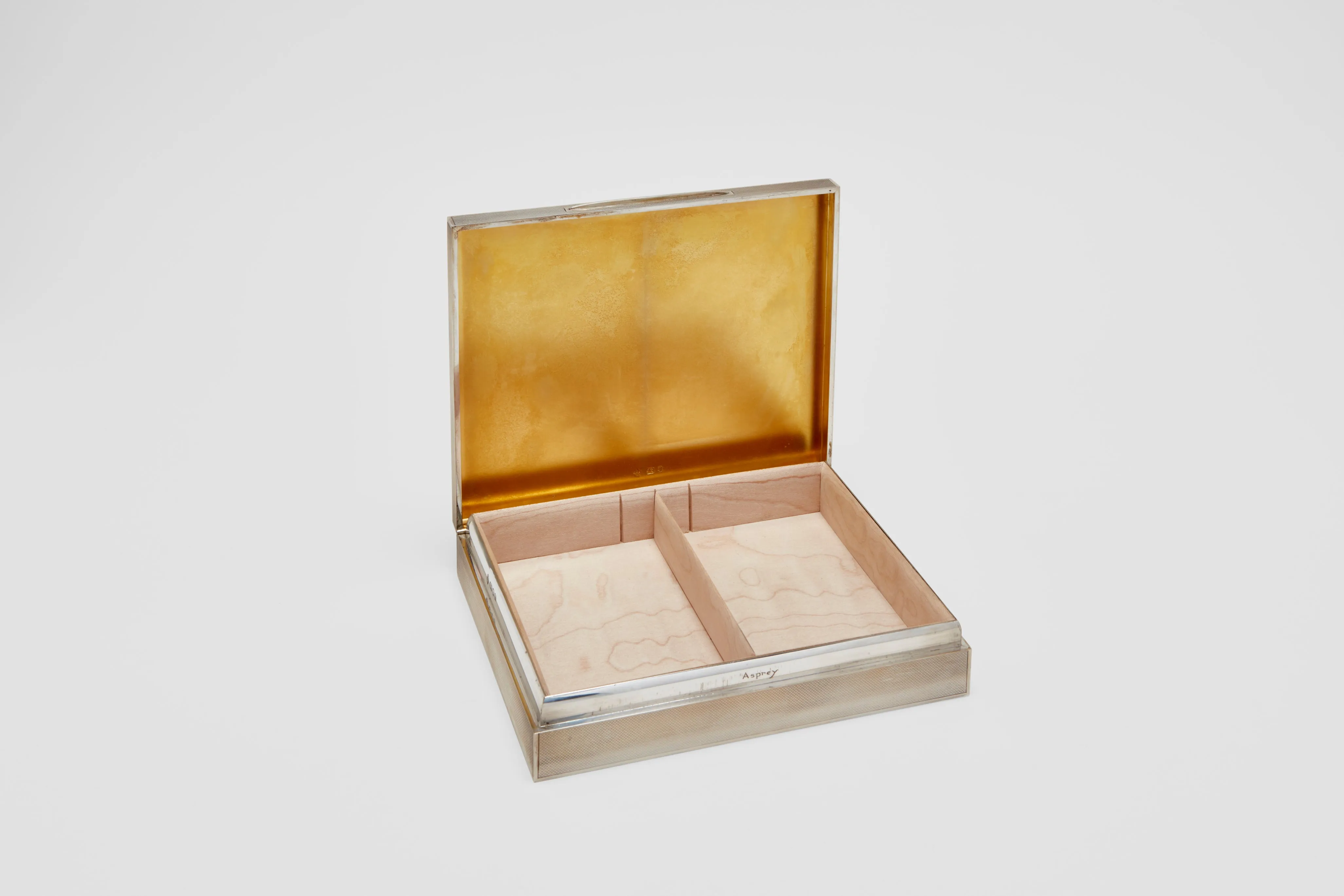 Asprey Sterling Silver Hand Engraved Cigar Box