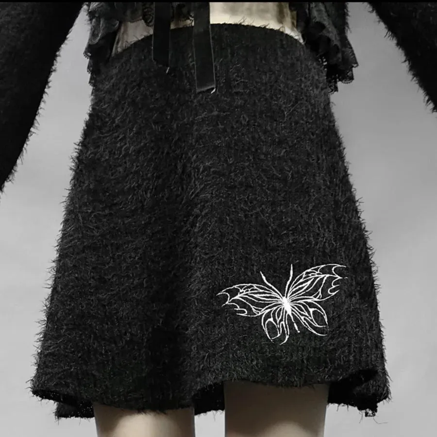 Autumn Original Woolen Embroidered Butterfly Skirt