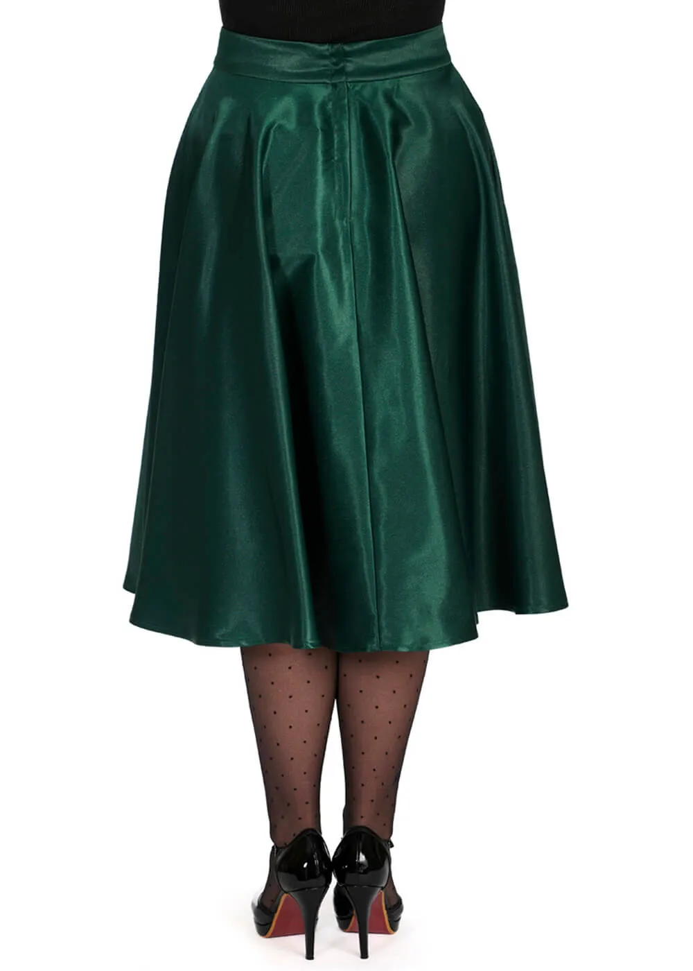 Banned Hazel Satin Sparkle 50's Swing Skirt Green