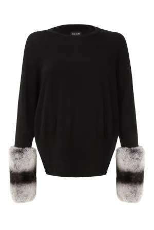 Black Chinchilla Cuff Sweater