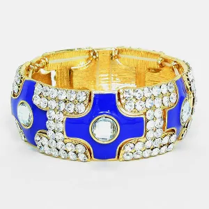 Blue and Rhinestone Fun Fashion Stretch Pageant Bracelet | Rhinestone Bracelets| 253495