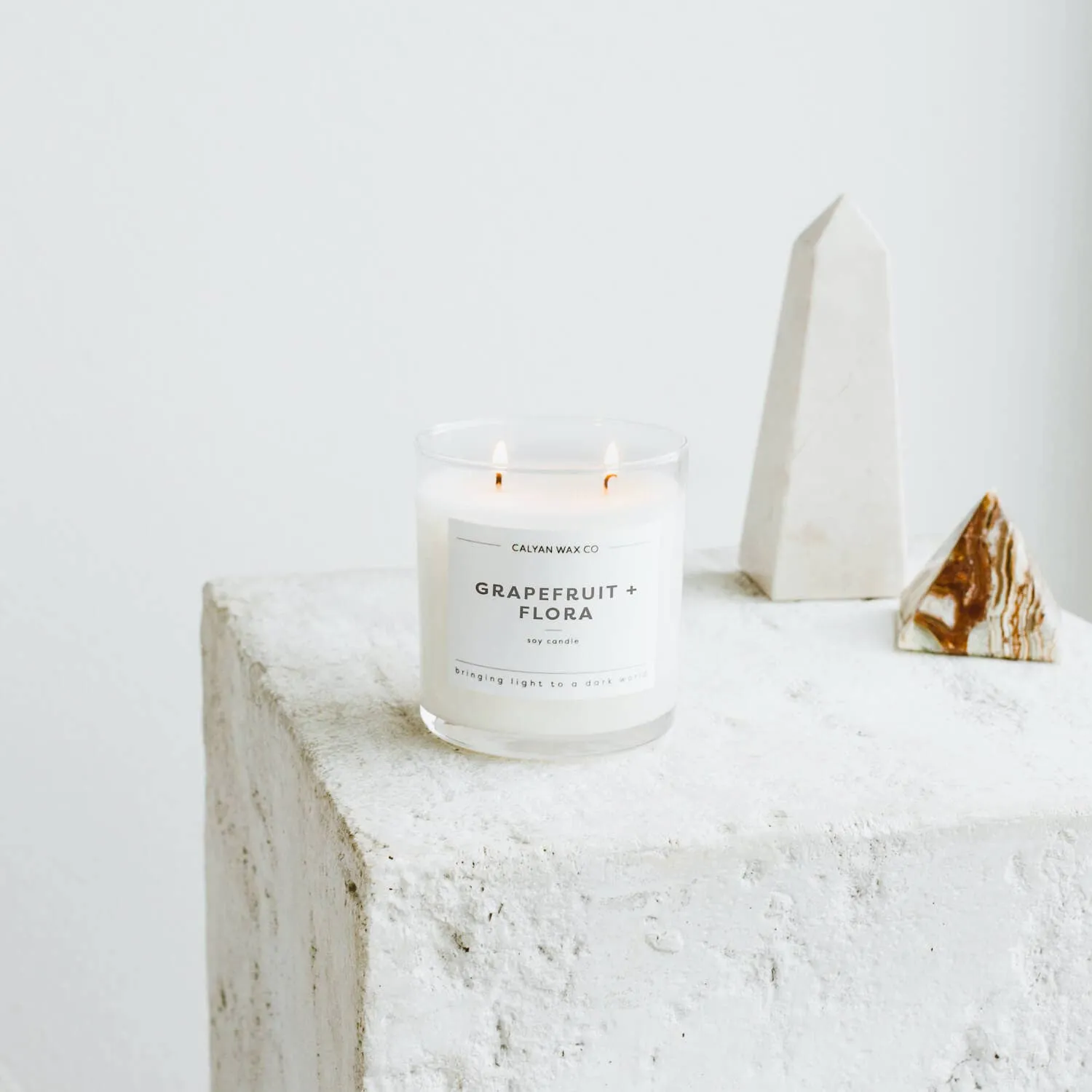 Calyan Wax Co. - Grapefruit   Flora Glass Tumbler Soy Candle