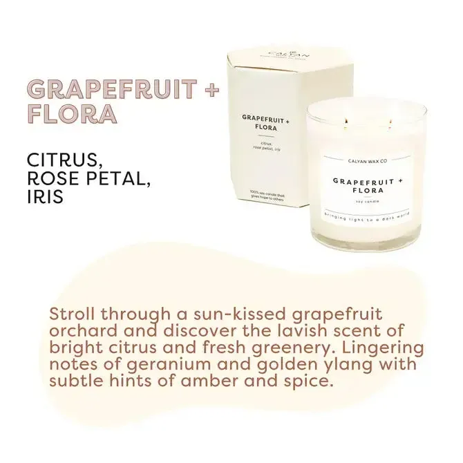 Calyan Wax Co. - Grapefruit   Flora Glass Tumbler Soy Candle