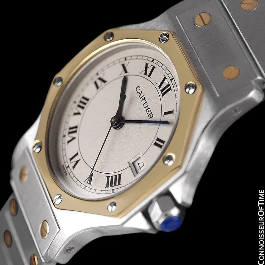 Cartier Santos Octagon Mens (Midsize) Quartz Watch - Stainless Steel & 18K Gold