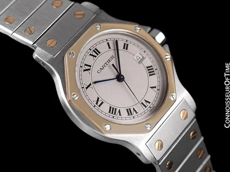 Cartier Santos Octagon Mens (Midsize) Quartz Watch - Stainless Steel & 18K Gold
