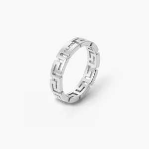 Classic Band Ring With A Greca Motif
