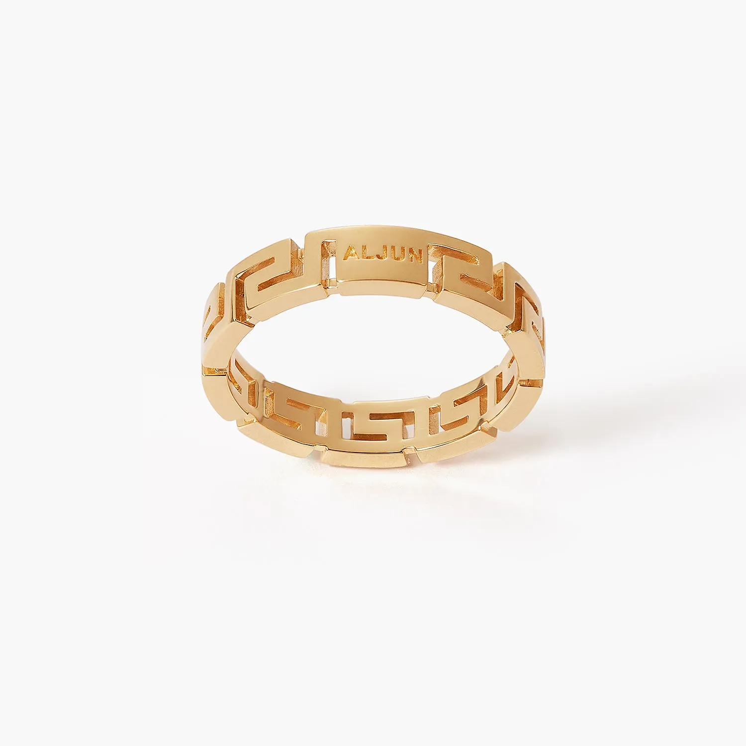 Classic Band Ring With A Greca Motif
