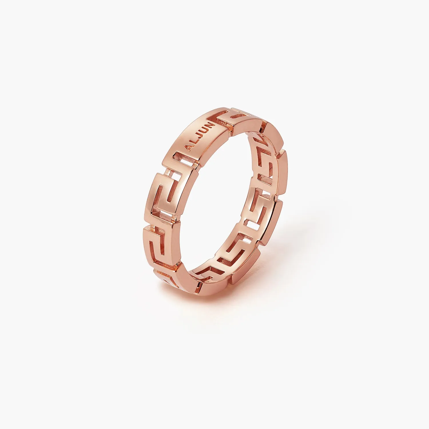Classic Band Ring With A Greca Motif
