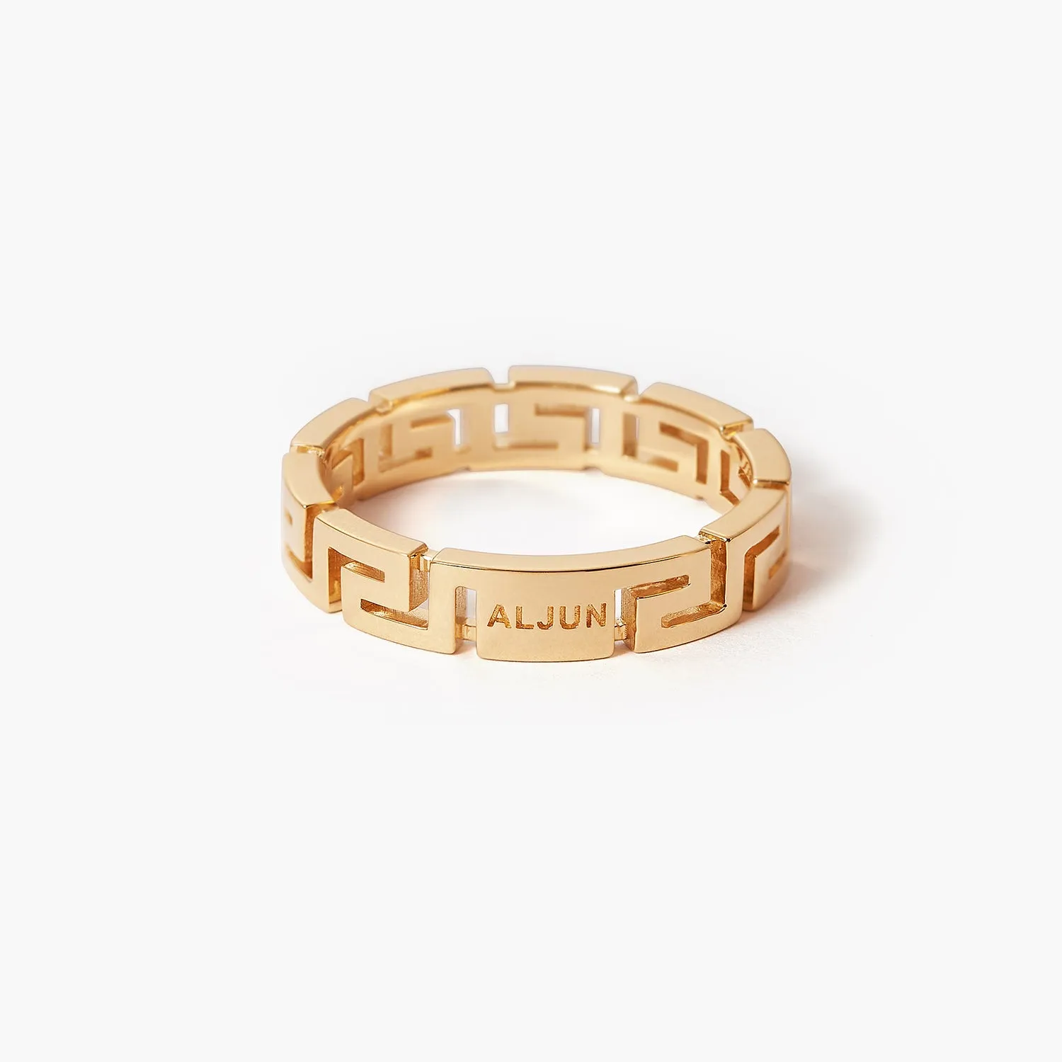 Classic Band Ring With A Greca Motif
