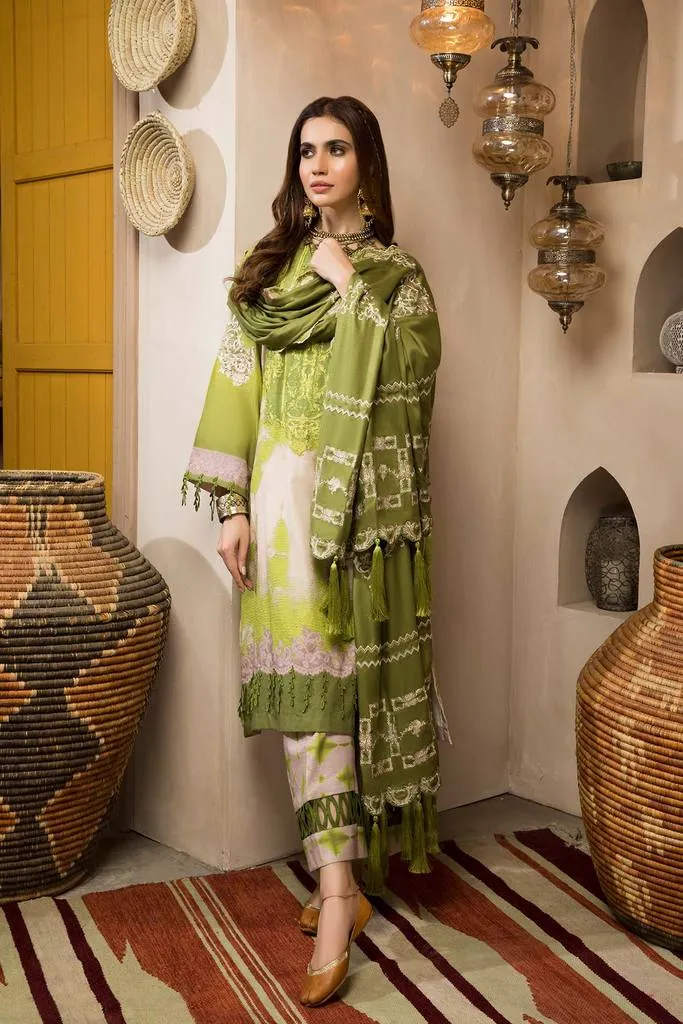 CNW-8 | Charizma Naranji Unstitched Embroidered Khaddar With Embroidered Shawl Vol-1 Collection | Unstitched Embroidered Suit