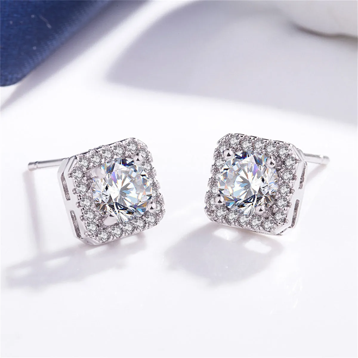 Crystal & Cubic Zirconia Halo Stud Earrings