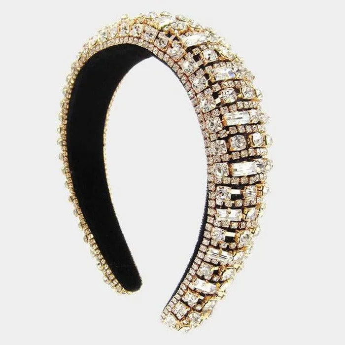 Crystal Rhinestone Embellished Gold Headband