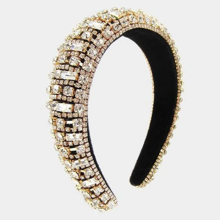 Crystal Rhinestone Embellished Gold Headband
