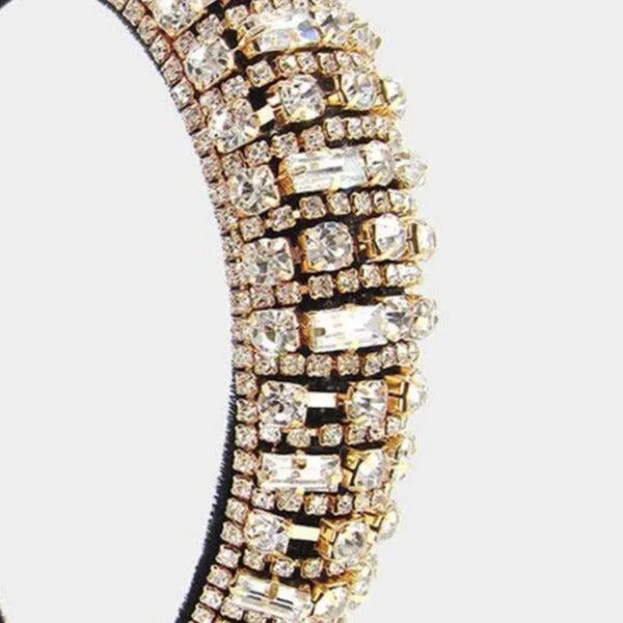 Crystal Rhinestone Embellished Gold Headband