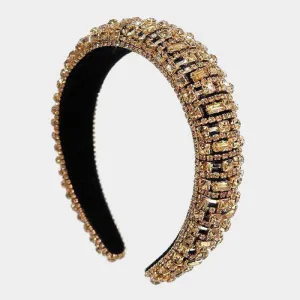 Crystal Rhinestone Embellished Lt Topaz Headband