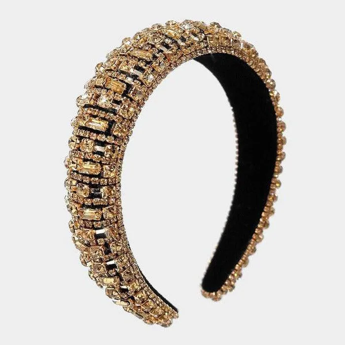 Crystal Rhinestone Embellished Lt Topaz Headband