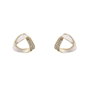 Cubic Zirconia & 18K Gold-Plated Twisted Triangle Stud Earrings