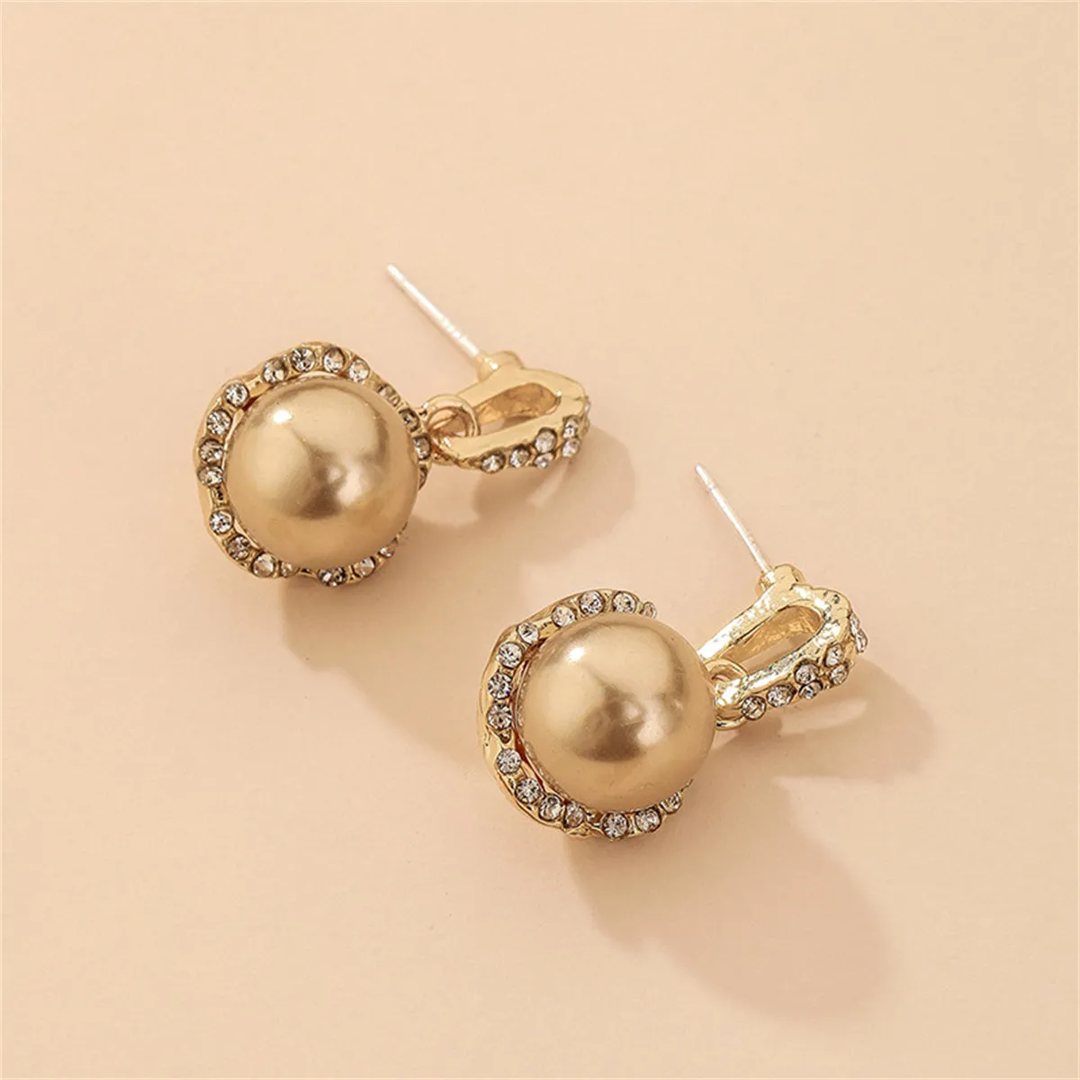 Cubic Zirconia & Pearl 18K Gold-Plated Round Drop Earrings